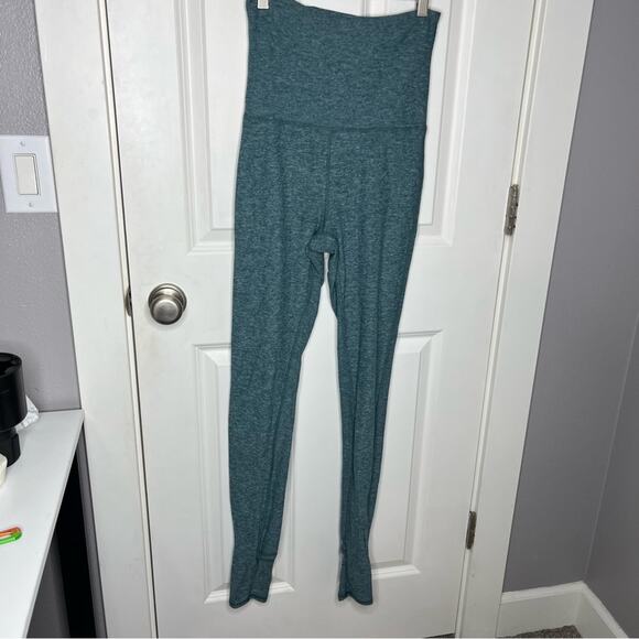 Aritzia The Constant Heathered Teal Fold Over Dance Ballet Leggings Size Medium - Picture 1 of 7